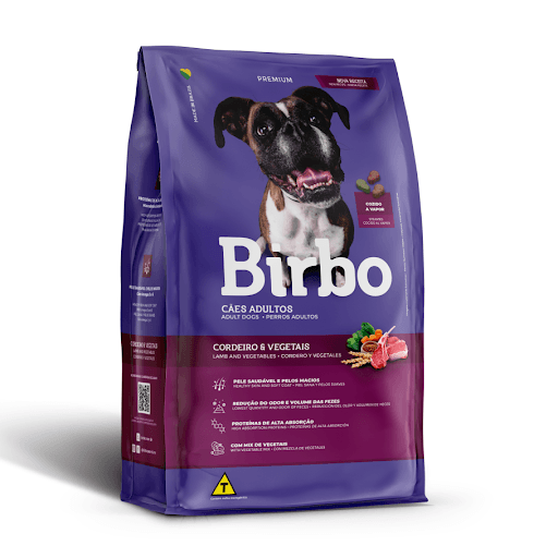 Birbo Premium Cordeiro & Vegetais 15Kg - Birbo Cães Adultos Cordeiro & Vegetais é um alimento completo e balanceado indicada para cães adultos. Elaborado com ingredientes selecionados, como ômegas 3 e 6, vegetais como fontes naturais de vitaminas e minerais e farinha de Cordeiro, ingrediente nobre que confere ao alimento sabor diferenciado. Com extrato de Yucca schidigera em sua composição, ingrediente que atua a nível intestinal, auxiliando na redução do odor das fezes. Tudo em um alimento completo para proporcionar uma alimentação nutritiva, saudável e saborosa.