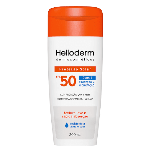Helioderm Sunc Fps50 Corpo 200mL - Hertz Farma - Helioderm é uma marca de dermocosméticos para todos, desenvolvida com tecnologia farmacêutica e ideal para os cuidados diários através de produtos que protegem e cuidam da pele.