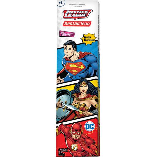 *Gel Dental Infantil Liga da Justiça 50 g - Dentalclean - O Gel dental infantil da Liga da Justiça possue duas versões. O gel infantil de 50g contém flúor que ajuda a prevenir o maior inimigo do seu filho(a) a cárie! Recomendado para crianças de 0 à 3 anos. O gel possue um delicioso sabor de tutti frutti que as crianças amam!