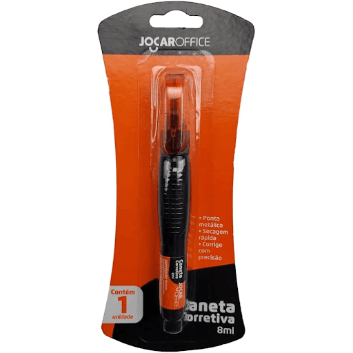 Caneta Corretiva 8ml - Jocar Office - A Caneta Corretiva Jocar Office é a solução perfeita para corrigir pequenos erros e imperfeições em documentos, papéis e outras superfícies. Com sua ponta fina e precisa, essa caneta permite uma correção limpa e eficiente, proporcionando um acabamento profissional em seus trabalhos.

Sua fórmula de alta qualidade oferece uma cobertura uniforme e rápida secagem, evitando borrões e manchas. Além disso, a Caneta Corretiva Jocar Office possui um mecanismo de fácil uso, permitindo que você controle a quantidade de fluido corretivo liberado, evitando desperdícios e proporcionando economia.

Compacta e portátil, essa caneta é ideal para ter sempre à mão em sua mesa de trabalho, na escola ou em qualquer lugar onde você precise realizar correções precisas. Seu corpo ergonômico garante conforto durante o uso, facilitando o manuseio e o controle da aplicação.

Com a Caneta Corretiva Jocar Office, você pode corrigir erros de forma rápida e discreta, garantindo que seus documentos e trabalhos estejam sempre impecáveis. Seja para uso pessoal, profissional ou escolar, essa caneta corretiva é uma ferramenta indispensável para manter a qualidade e a apresentação de suas criações.

Gostou e deseja comprar? Adquira agora a Caneta Corretiva Jocar Office e tenha sempre a praticidade e eficiência de uma correção precisa ao seu alcance.