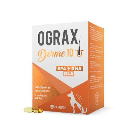 Ograx Derme 10 x 30 Cap - Avert - OGRAX Derme 10 é um suplemento alimentar composto por por ácidos graxos essenciais derivados de peixes marinhos e óleo de borragem.