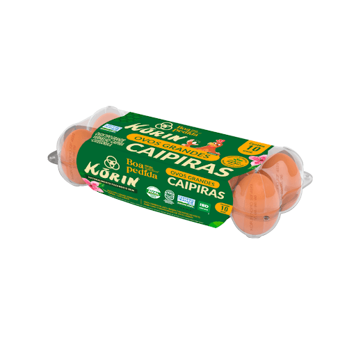 Ovo Grande Caipira Vermelho -Boa Pedida - 10 uni - Ovos Korin de galinhas criadas sem nenhum tipo de antibióticos, sejam melhoradores de desempenho ou terapêuticos, e com práticas de bem-estar animal com certificação, além de acesso a piquete a céu aberto (free range).