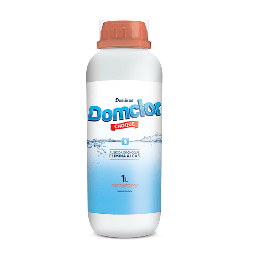 Algicida De Choque Domclor 1L - Algicida de choque domclor é concentrado indicado para e eliminação de algas nas paredes, escadas e na água da piscina (esverdeada).