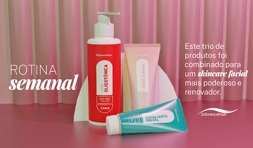 Criado para auxiliar na renovação celular da pele, reposição de minerais e hidratação com conforto, logo nas primeiras semanas de uso, você já sente os resultados.

Neste Kit você vai ter: 1 Esfoliante facial de média intensidade em textura gel, 1 Máscara de argila rosa pronta para aplicação também em textura gel e 1 loção oligotônica que acalma e hidrata a pele.

De uso semanal, esses itens são essenciais na sua rotina para todos os tipos de pele.
