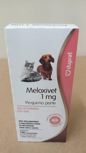 Meloxivet 1 Mg Pequeno Porte Com 120 Comprimidos - Indicado para tratamento e alívio da dor e inflamação em patologias agudas ou crônicas associadas ao sistema músculo-esquelético de cães e gatos: analgesia pós-cirúrgica, luxações, ruptura de ligamento, fraturas, claudicações, entorses, traumatismos entre outros.