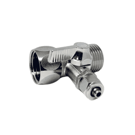 Registro Válvula de Fechamento - Roscas de 1/2' engate p/ tubo 1/4'' - Metal - 3 vias, Planeta Água, AC100 - Válvula de Fechamento 3 Vias - Metal - Aplicável em água potável.