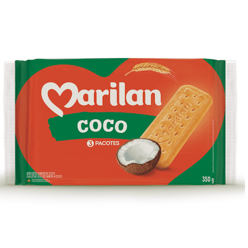 Biscoito Coco Marilan Pacote 350g - Biscoito Coco Marilan Pacote 350g 3 Unidades