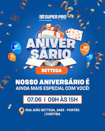 🎉 A Super Pro Atacado da Rua João Bettega está em festa!

No dia 07/06, das 09h às 15h, nossa unidade em Curitiba - Portão comemora mais um ano de história ao lado de quem realmente faz acontecer: você, profissional!

👉 Venha participar do nosso aniversário especial, com:
✅ Ações promocionais
✅ Atendimento personalizado
✅ E o melhor mix em ferramentas manuais, máquinas elétricas e acessórios!

📍 Estamos na Rua João Bettega, 2493 – Portão | Curitiba
💥 Super Pro Atacado: referência em Bosch, Makita, DeWalt, Stanley, Tramontina e Motomil.

#SuperProCuritiba #AniversárioSuperPro #FerramentasManuais #MáquinasElétricas #Promoção #PortãoCuritiba #SuperProAtacado