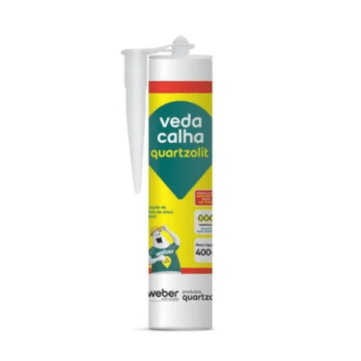 Veda Calha Quartzolit - Cinza  280Gr - veda calha Quartzolit - é uma nova tecnologia em adesivo vedante desenvolvida especialmente para impedir a passagem de água através de conexões de calhas e rufos. Contém grande poder de adesão que permite seu uso como solda fria de chapas metálicas ou de PVC. Pode ser aplicado em calhas de zinco, pingadeiras galvanizadas, rufos telhas, junções e emendas em geral.