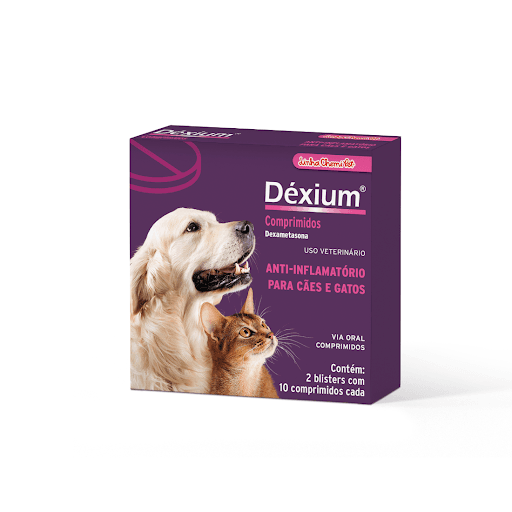Dexium Comprimidos - Anti-inflamatório esteroidal indicado para cães e gatos por sua atividade anti-inflamatória, antirreumática e antialérgica.