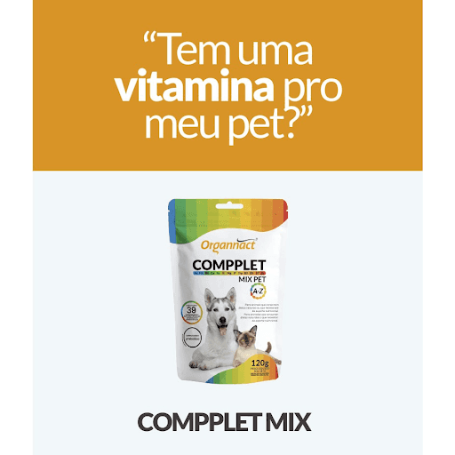 Compplet Mix Pet A-Z 120G - Organnact - ("Tem uma vitamina pro meu pet?")





Indicado para complementar a alimentação natural ou a base de ração. Produto completo com equilíbrio de vitaminas, minerais e aminoácidos para cães e gatos adultos. Possui Taurina, aminoácido essencial para gatos.