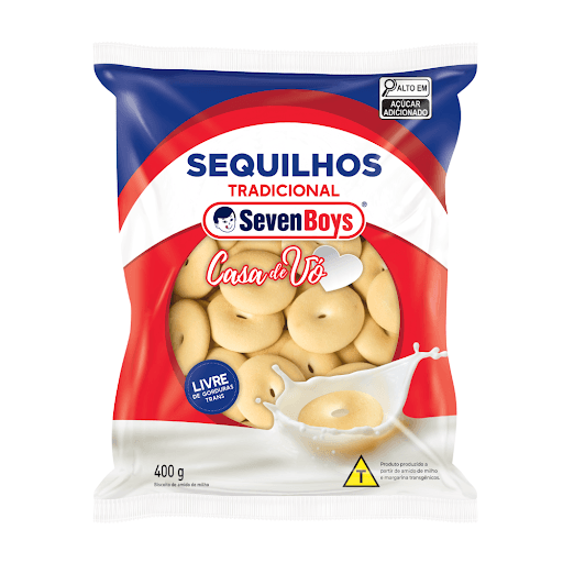 Sequilho Tradicional Seven Boys Casa de Vó Pacote 400g - Com receita exclusiva Seven Boys, textura suave que desmancha na boca.