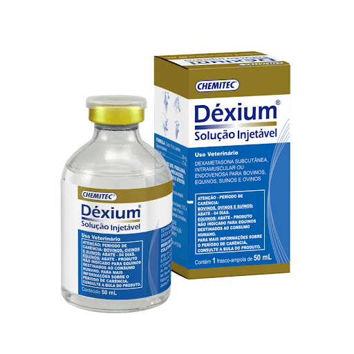 Dexium Injetável 50 ml - Anti-inflamatório esteroidal indicado para bovinos, equinos, suínos e ovinos por sua atividade anti-inflamatória, antirreumática e antialérgica.