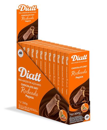 DIATT TAB RECH AL PAÇOCA 25G - "Diatt é uma excelente escolha para quem busca uma alimentação equilibrada e deseja reduzir o consumo de açúcar. Nossos chocolates não têm adição de açúcares, não deixam residual amargo e derretem na boca, porque são feitos com chocolate de verdade, 100% manteiga de cacau. Além disso possuem selo da ANAD, a Associação Nacional de Atenção ao Diabetes - isso representa mais segurança para você! Cuide-se bem e escolha Diatt, o chocolate gostoso de verdade!



Sem adição de açúcar, produzido 100% com manteiga de cacau, não possui residual amargo e derrete na boca."





"Leite em pó integral, manteiga de cacau, massa de cacau, gordura vegetal, leite em pó desnatado, pasta de amendoim, soro de leite em pó, sal, edulcorantes INS-965 (Maltitol), INS-1200 (Polidextrose) e INS-955 (Sucralose), emulsificantes INS-322 (Lecitina de Soja) e INS-476 (Polirricinoleato de Poliglicerol) e aromatizante. CONTÉM LACTOSE. NÃO CONTÉM GLÚTEN. ALÉRGICOS: CONTÉM AMENDOIM, DERIVADOS DE LEITE E SOJA. PODE CONTER CASTANHA-DE-CAJU E AVELÃ.

Diabético: contém açúcares naturalmente presentes nas matérias-primas. Este produto pode ter efeito laxativo. Alimento não reduzido de calorias. Consumir preferencialmente sob orientação de nutricionista ou médico."