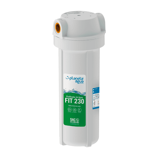 Purificador de Água FIT 230 Planeta Água - Para Bebedouros e Cozinhas. 2006 - Este Purificador é magnifico para bebedouros e pias de restaurantes, cafeterias, escolas, academias, aeroportos. possui alta vazão e maior vida útil, reduz gostos e odores da água. Apresenta alta resistência a pressão, excelente redutor de cloro, retém partículas de sujeiras como: areia, ferrugem, e barro... Inibe o crescimento de bactérias. Sua vida útil é de 6 a 9 meses.