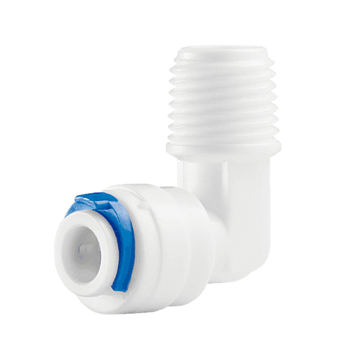 Conector em L BSPT de 1/4'' Tubo INCH para 1/4'' - Branca - Planeta Água, CN015 - Aplicável em água potável.