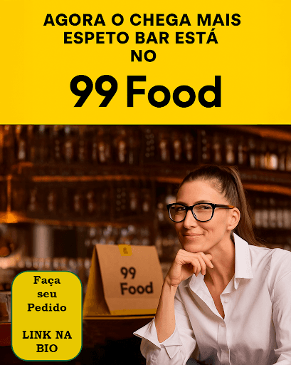 📢 Novidade no Chega Mais Espeto Bar!
Agora ficou ainda mais fácil saborear nossos espetos, o apetitoso medalhão de carne,  caldos, guarnições e bebidas: estamos também no 99Food! 🎉
Peça seus pratos preferidos com praticidade e receba no conforto da sua casa, com a mesma qualidade e sabor que você já conhece.
Taxa de Entrega Grátis
50% de Desconto no 1º pedido acima de R$ 30,00
👉 Além do 99Food, continuamos atendendo também pelo iFood e, claro, em nosso espaço com aquele ambiente descontraído que você adora.
📍 Chega Mais Espeto Bar – Rua Santo Amaro, 492 – Bela Vista, São Paulo – SP
⏰ Funcionamento: Segunda a domingo, das 11h às 02h, inclusive feriados
🍢 Peça já o seu espeto favorito e aproveite essa novidade!

