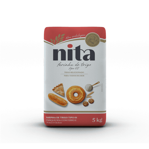 Farinha de trigo Nita 5kg - Farinha de trigo especial para uso profissional, adaptada às mais diversas necessidades e aplicações. Com característica de glúten forte, suporta os mais exigentes processos de panificação. Possui ótimo rendimento em pães por saco.











Ingredientes: Farinha de trigo enriquecida com ferro e ácido fólico.








Validade: 150 dias.








ALÉRGICOS: CONTÉM DERIVADO DE TRIGO E PODE CONTER CENTEIO, CEVADA, AVEIA, SOJA E TRITICALE.








CONTÉM GLÚTEN.