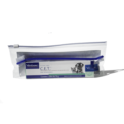 KIT Saúde oral (necessaire+pasta+folheto) - Kit completo de saúde oral: CET Pasta Enzimática dental Virbac com escova de dentes e necessaire grátis