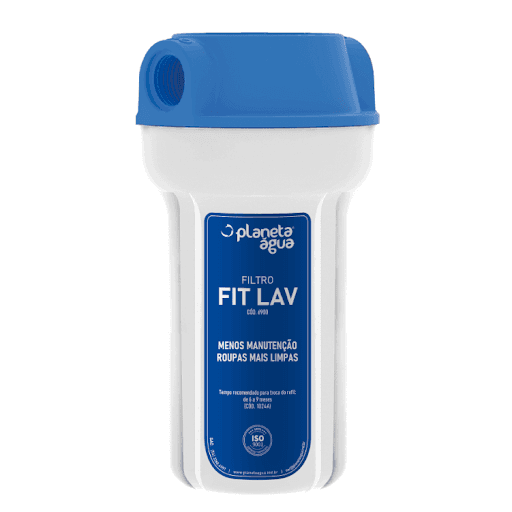 Filtro FIT LAV Azul 7" - Rosca de 3/4" - Planeta Água,6900 - O filtro de agua FIT LAV da Planeta Água é ideal para equipamentos que exijam água de qualidade para seu perfeito funcionamento, evitando assim, gastos com manuteção provocados pelo acumulo de sujeira, como: areia, barro, limo e ferrugem. Protege suas roupas das manchas de ferrugem, mantenha a cor e a qualidade das suas roupas.