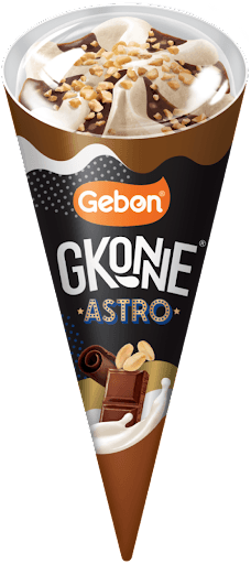 G'Konne Astro 85g - Gebon - Porções de pura felicidade! A linha Gkonne é a combinação perfeita da cremosidade do sorvete e a crocância da casquinha •Contém Glúten •Contém Lactose •Com +70% de leite
Sorvete de amendoim com mescla de doce de leite e cobertura de chocolate meio amargo com amendoim granulado, em casquinha de biscoito de chocolate.