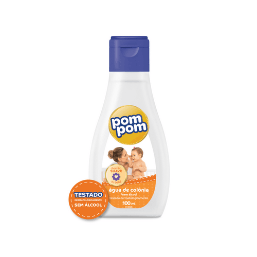 Agua De Colonia Com 100Ml - Pom Pom - A Água de Colônia Pom Pom é dermatologicamente testada, não contém álcool etílico e não irrita a pele  delicada do bebê.