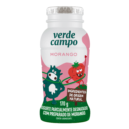 Iogurte Kids Morango Verde Campo 170G - Primeira linha kids livre de conservantes. Com opções de iogurtes e petit suisse, a linha kids é 100% natural, feita com leite fresco e adoçada com açúcar orgânico, não contém corantes e aromas artificiais.