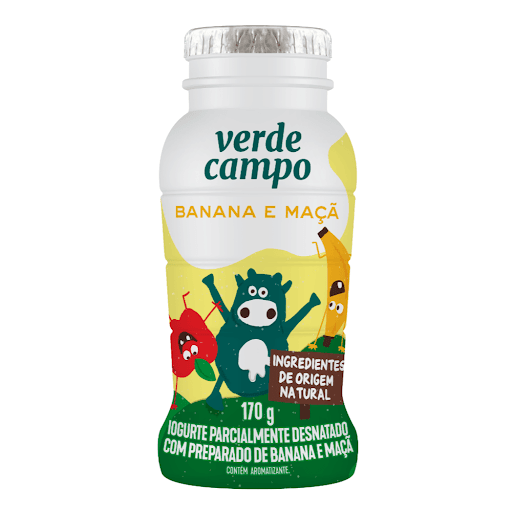 Iogurte Kids Banana e Maçã Verde Campo 170G - Primeira linha kids livre de conservantes. Com opções de iogurtes e petit suisse, a linha kids é 100% natural, feita com leite fresco e adoçada com açúcar orgânico, não contém corantes e aromas artificiais.