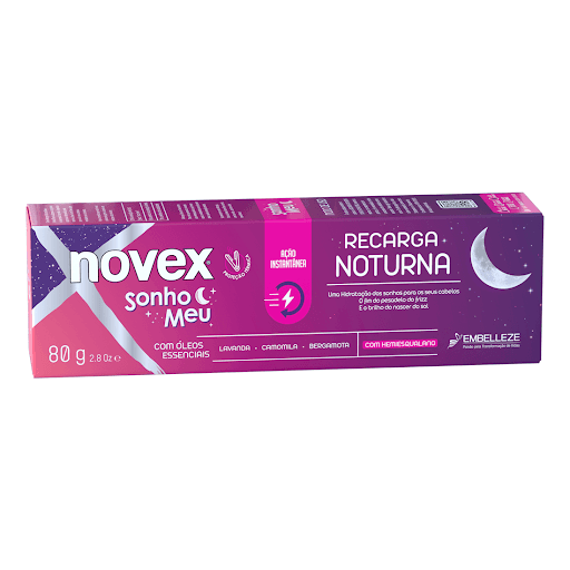 Máscara de Hidratação Novex Sonho Meu Recarga Noturna 80g - Com a Recarga Noturna Novex Sonho Meu atualizamos o significado da expressão: boa noite. A partir de agora suas noites serão ainda melhores. Novex Sonho Meu vai dar para você e seus cabelos o verdadeiro sono da beleza.. A Recarga Noturna Novex Sonho Meu ainda apresenta o inovador ativo Hemiesqualano, que fornece maciez e sedosidade para os fios sem deixar aquela sensação pesada.. Surpreenda-se com a Recarga Noturna Novex Sonho Meu e tenha uma boa noite... ops! uma noite maravilhosa!