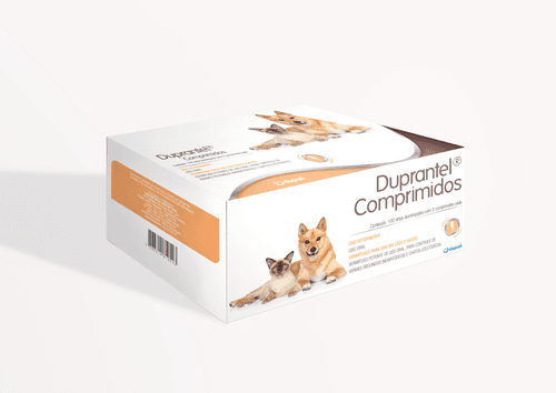 Duprantel Com 200 Comprimidos - É um vermífugo de largo espectro, indicado para combate e eliminação de parasitas cestódeos (vermes chatos) e nematódeos (vermes redondos)