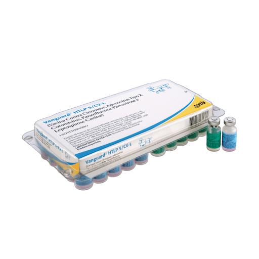 Vanguard Htlp 5Cvl 25 Ds - Auxiliar na prevenção da cinomose canina, hepatite infecciosa canina, doenças respiratórias, parainfluenza canina, parvovirose canina, coronavirose canina e infecções causadas por leptospirose  (l. canicola e l. icterohaemorrhagiae) em cães.