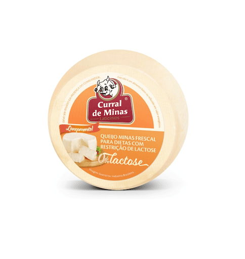 Queijo Minas Frescal para dietas com restrição de lactose - Leite pasteurizado padronizado, cloreto de sódio (sal), enzima lactase, cloreto de cálcio (INS 509), regulador de acidez ácido lático (INS 270), coagulante líquido e fermento lácteo.