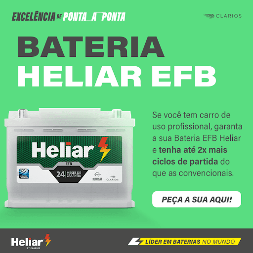 Excelência de ponta a ponta - 🚗🔋 Mais Potência e Durabilidade para Seu Veículo!
Se você utiliza o carro para o trabalho, sabe que confiabilidade é essencial. Com a Bateria Heliar EFB, você garante até 2x mais ciclos de partida do que as baterias convencionais!

✅ Maior durabilidade para o dia a dia
✅ 24 meses de garantia para sua tranquilidade
✅ Tecnologia de ponta para máximo desempenho

💡 Não fique na mão! Peça já a sua! ⚡🚀

#Heliar #EnergiaQueMove #BateriaEFB #Performance #LíderEmBaterias