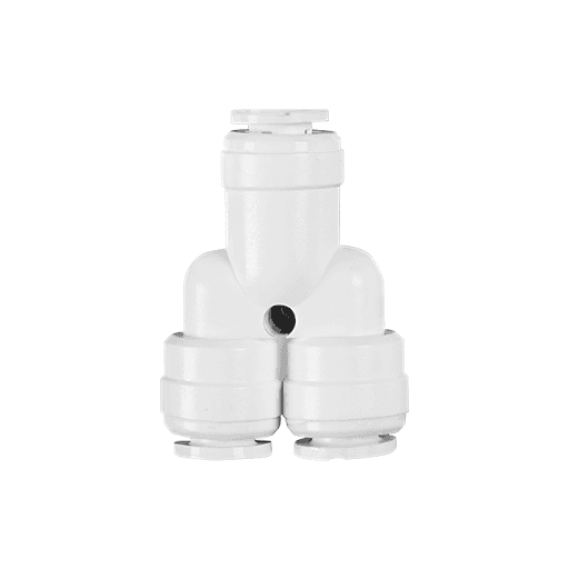 União em Y de 1/4'' para Tubo 1/4'' - Branca - Planeta Água, CN009 - Aplicável em água potável.
