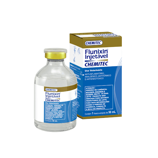 Flunixin Injetável 50 ml - É um anti-inflamatório que apresenta um potente ação analgésica, antitérmica e antiendotóxica.