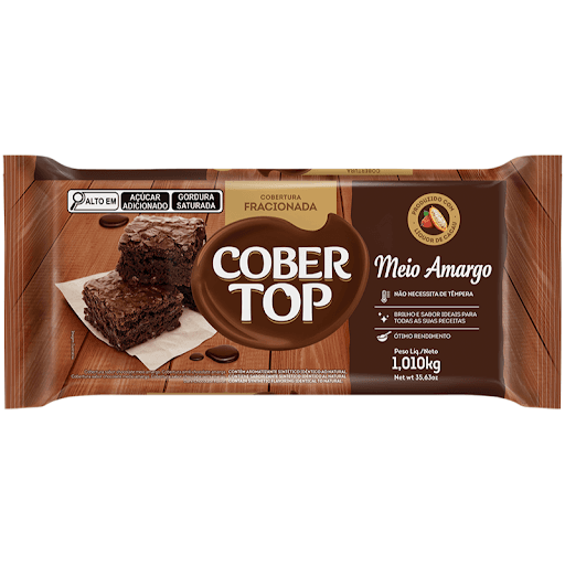 BARRA COBERTOP MEIO AMARGO 10X1,010KG - Produzidos com matérias-primas selecionadas e alto controle de qualidade, os produtos Cobertop possuem alto rendimento, proporcionando brilho, facilidade de manuseio e muito sabor em suas receitas de bolos, trufas, doces e sobremesas. As barras Cobertop não precisam de têmpera, oferecendo mais praticidade e o melhor qualidade para você!
