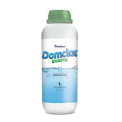 Algicida De Manutenção Domclor 1L - Algicida de manutenção, previne a formação e proliferação de algas em água de piscinas.