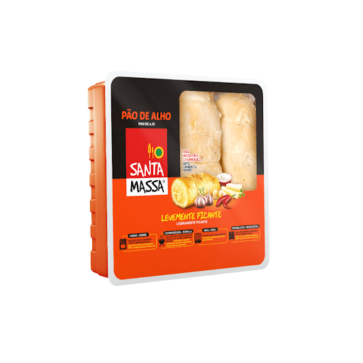 Pão de Alho Picante - 240g - Para satisfazer quem aprecia um tempero levemente apimentado, o Pão de Alho Santa Massa também está no sabor levemente picante.