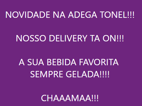 Agora temos delivery até as 0:00.
Chama no Whatsapp pra garantir sua bebida gelada!!!