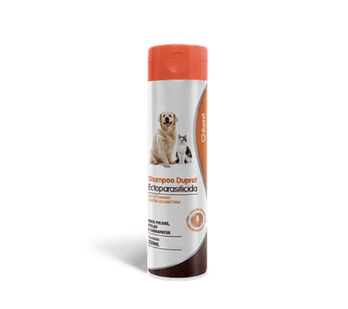 Shampoo Duprat Ectoparasiticida 230 ml - Elimina pulgas, piolhos e carrapatos, além de proporcionar a limpeza do pelo e da pele de cães e gatos.