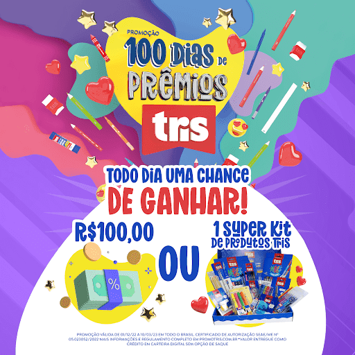 Compre Produtos Tris e concorra a R$100,00 ou um Super Kit de Produtos Todos os Dias!