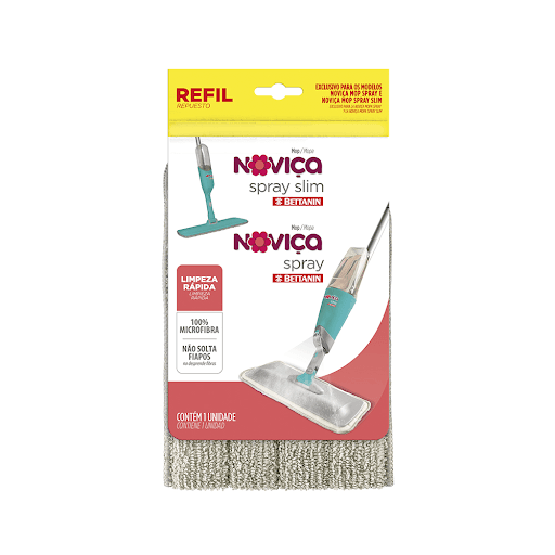 Refil Mop Noviça Spray Microfibra Bettanin - Multicoisas - Ideal para limpar de forma rápida qualquer ambiente de casa, o Refil Mop Noviça Spray é feito de microfibra e possui sistema de troca rápida e fácil, reduzindo o esforço na hora da limpeza sem soltar fiapos. De cor cinza, deve ser usado em superfícies como pisos de madeira, pisos frios e sintéticos. Ganhe agilidade e eficiência na limpeza do dia a dia.