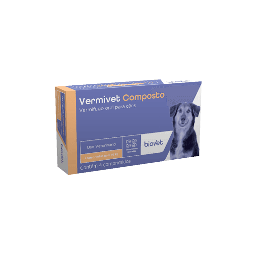 Vermivet Composto - Vermífugo oral, para cães e gatos, à base de Pirantel e Praziquantel