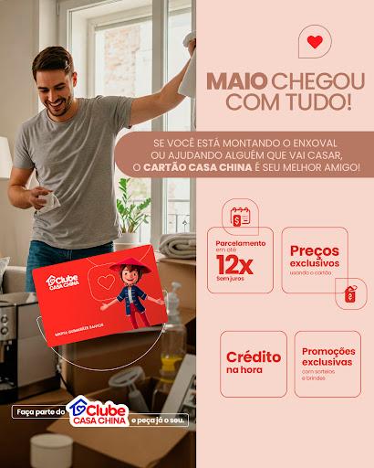Está pensando em montar o enxoval dos seus sonhos sem comprometer o bolso? 💰

Na Casa China, você encontra tudo o que precisa e pode parcelar em até 12x SEM JUROS no Cartão Casa China, além de preços e promoções exclusivas! 💳

👉 Vem aproveitar as condições incríveis e dar aquele toque especial no seu novo lar! 

📍 Visite a loja mais próxima:
Curitiba: Rui Barbosa, Santa Felicidade, Água Verde, Bacacheri, Jardim das Américas, Fanny
Joinville: Centro, Dona Francisca, Albano
Outras cidades: Lapa, Londrina, Maringá e Mega Casa China Paranaguá.

#CasaChina #NaCasaChinaTem #MêsDasNoivas #MaioMêsDasNoivas #Enxoval