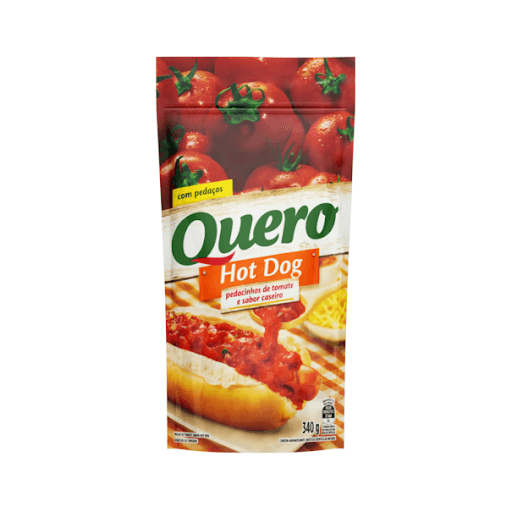 Molho De Tomate Hot-Dog Quero Sachê 340g - O molho Hot Dog da Quero é tudo de bom: vem com bastante pedacinhos de tomate e com um tempero especial perfeito para aquele cachorro quente delicioso. O molho Quero é para quem quer impressionar, sem abrir mão da praticidade! Os Molhos Quero são conhecidos pela alta qualidade e rendimento. Nossos ingredientes fazem com que o molho seja consistente e renda mais, além de ter pedacinhos de tomate. Na hora de escolher um molho é sempre importante entender o custo-benefício e nesse sentido o Molho Quero é uma ótima opção.