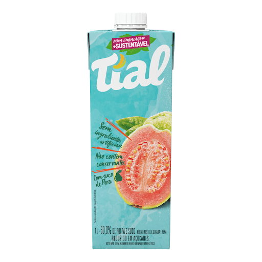 Néctar Goiaba Tial Caixa 1l - Sem ingredientes artificiais e sem conservantes, o néctar de goiaba Tial é delicioso.