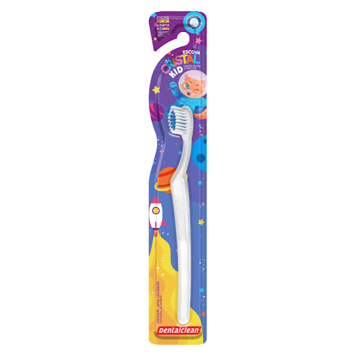 Escova de Dente Cristal Kid Macia - Dentalclean - Escova de dente Infantil Cristal Kid possui cerdas macias de Nylon com pontas arredondadas, cabo 100% ergonômico projetado para garantir maior firmeza na escovação e antibacteriano muito recomendado entre os dentistas. Indicada para crianças de 2 a 6 anos. Disponíveis nas cores branco, azul, rosa e vermelho.