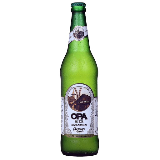 German Lager 600ml - OPA BIER - Essa receita originalmente alemã possui espuma alva e cremosa, com um envolvente aroma maltado que exala notas herbais. Seu sabor é deliciosamente equilibrado, com uma característica de refrescância do lúpulo alemão ao final de cada degustação.

Características
Disponível em garrafa de 600ml

COR
Palha a pálido

TEOR ALCOÓLICO 
5,0%

IBU
12