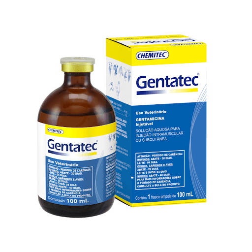 Gentatec Injetável 100 ml - Antibiótico a base de gentamicina para bovinos, equinos, suínos, caprinos, ovinos e aves