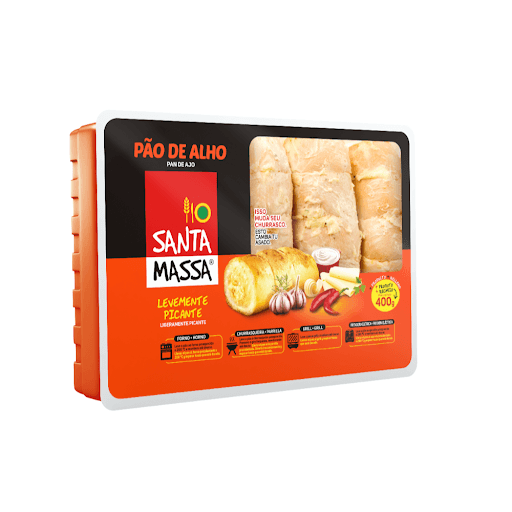 Pão de Alho Picante - 400g - Para satisfazer quem aprecia um tempero levemente apimentado, o Pão de Alho Santa Massa  também está disnponível no sabor levemente picante.